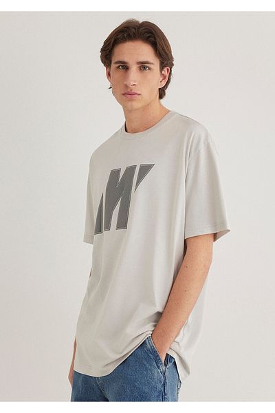 Mavi Pro Logo Gray T-Shirt Loose Fit / Loose Relaxed Cut 0612751 -70080