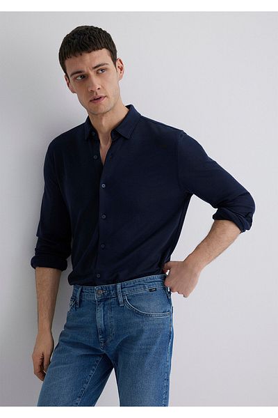 Mavi Πουκάμισο Navy Blue Lyocell Slim Fit 0211582 -70488