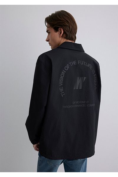 Mavi Pro Back Printed Μαύρο πουκάμισο Loose Fit / Loose Casual Cut 0211593-900