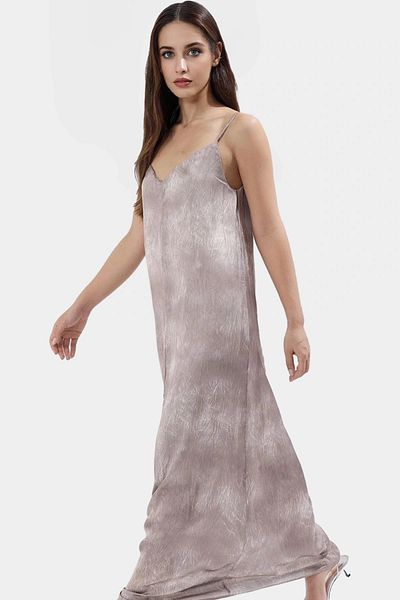 PayBuy Maxi V-Neck Abstract Pattern Satin Dress Comfortable Summer Casual Style Trend Design Quality Craftsmanship