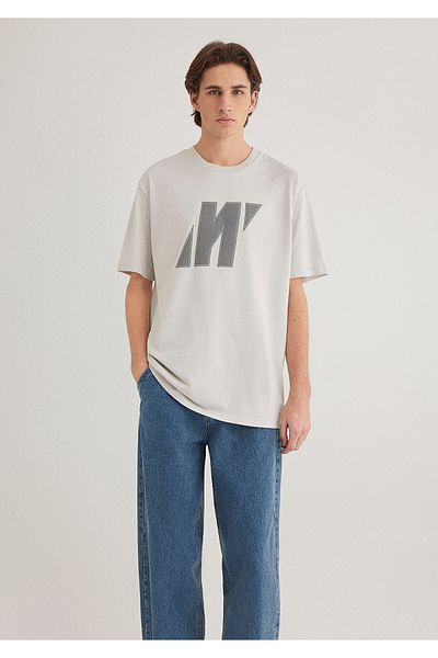 Mavi Pro Logo Gray T-Shirt Loose Fit / Loose Relaxed Cut 0612751 -70080