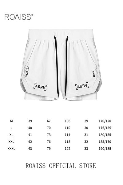 ROAISS Five-Point Sports Shorts Fake Two-Piece Quick Drying Double Layer Basketball Pants Anti-Light Runnin