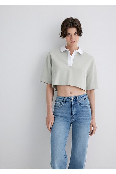 Mavi Gray Crop Polo T-Shirt Crop / Short Cut 1613000 -70083