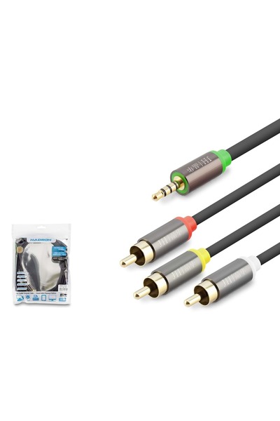 HADRON Hdx1066 3.5 mm Trrs to 3 Rca Video and Audio Cable 3 m - Black