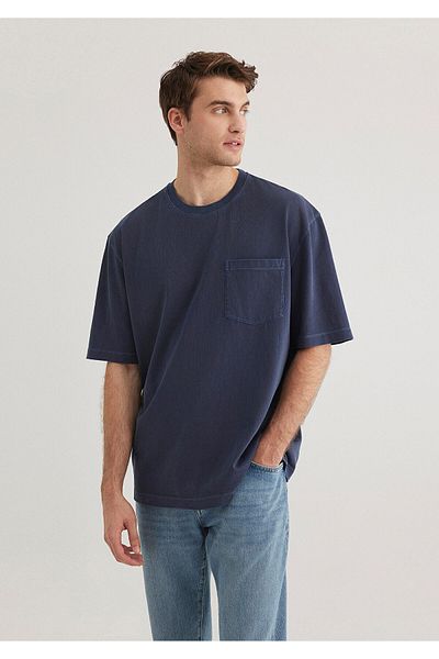 Mavi Μπλουζάκι Navy Blue με λεπτομέρεια τσέπης Loose Fit / Loose Relaxed Fit 0612502 -82183