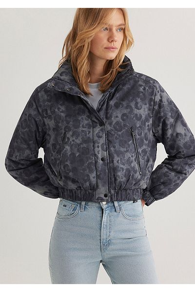 Mavi Printed Anthracite Crop Jacket 1110269 -89122