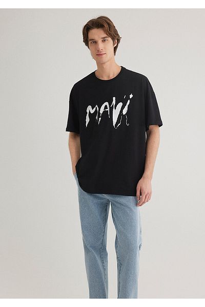 Mavi Τυπωμένο μαύρο μπλουζάκι Oversize / Φαρδιά κοπή 0612469 -900