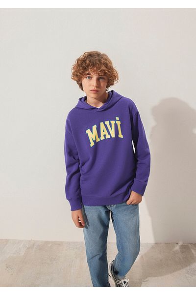 Mavi Purple Hooded Logo Printed Sweatshirt - 6S10113-70692