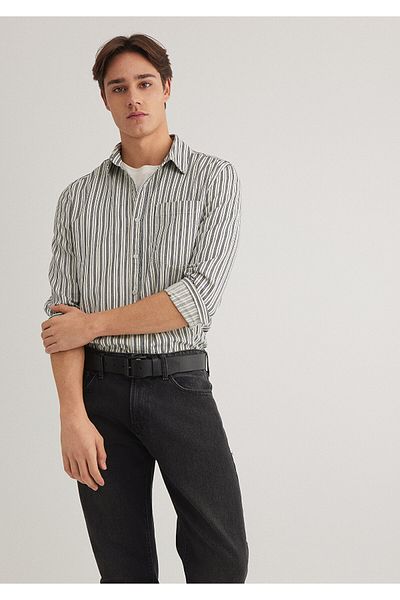 Mavi Schwarz gestreiftes Hemd Slim Fit / Slim Fit 0211425 -18790