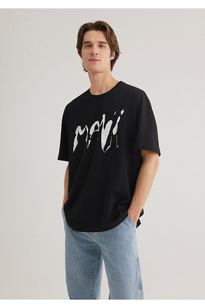 Mavi Τυπωμένο μαύρο μπλουζάκι Oversize / Φαρδιά κοπή 0612469 -900