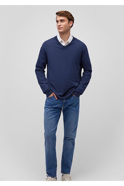 Mavi Kaschmir-Mischpullover in Marineblau, schmale Passform / schmale Passform 0710188 -70497