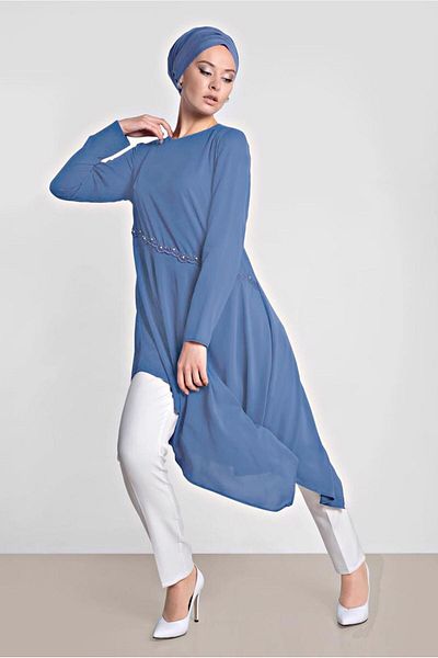 Alvina 4250 Model Asymmetrical Cut Tunic