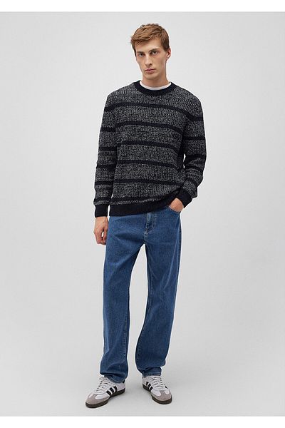 Mavi Gestreifter marineblauer Pullover mit normaler Passform / normaler Passform 0710229 -70490