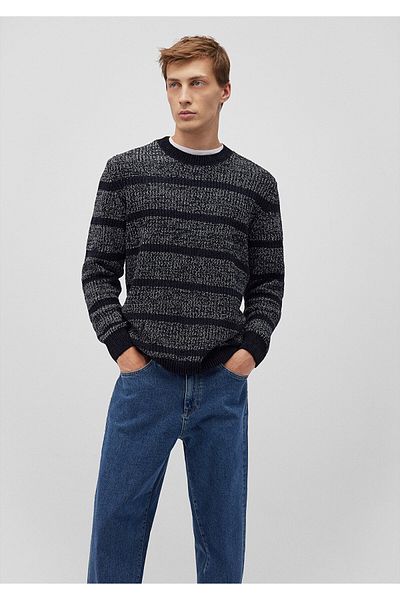 Mavi Gestreifter marineblauer Pullover mit normaler Passform / normaler Passform 0710229 -70490