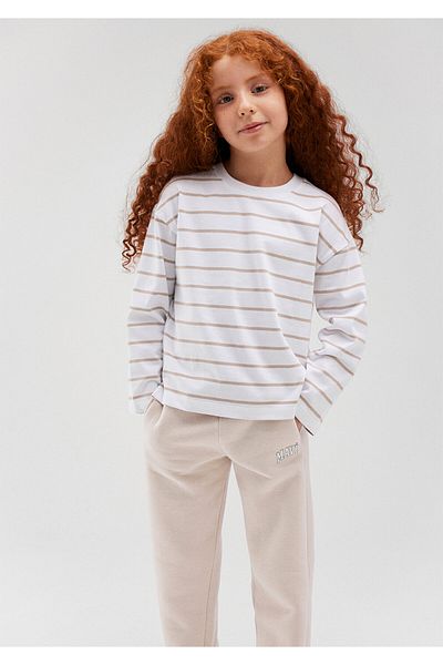 Mavi Μπεζ ριγέ μακρυμάνικο μπλουζάκι - Loose Fit 7610223 -88140