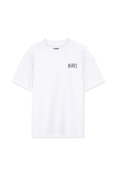 Mavi Tricou alb imprimat cu sigla, cu potrivire lejeră / lejeră, relaxată6610200-602