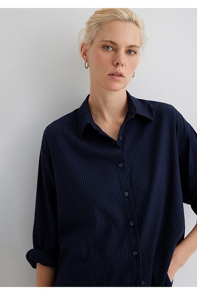 Mavi Striped Navy Blue Shirt Oversize / Wide Cut1210878-83699