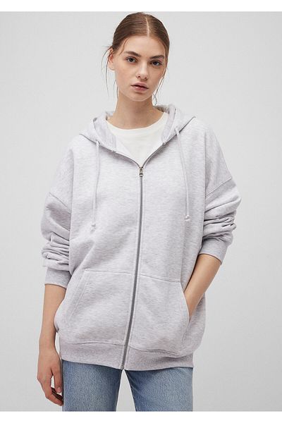 Mavi Gray Hooded Zippered Sweatshirt - 1610221 -80196
