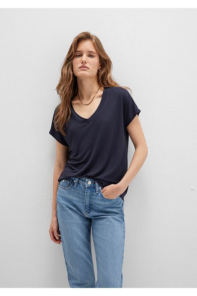 Mavi Tricou din viscoză cu decolteu în V - Croială normală167714-85315