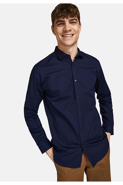 Jack & Jones Hemd CARDIFF Slimfit Langarmhemd aus Baumwolle