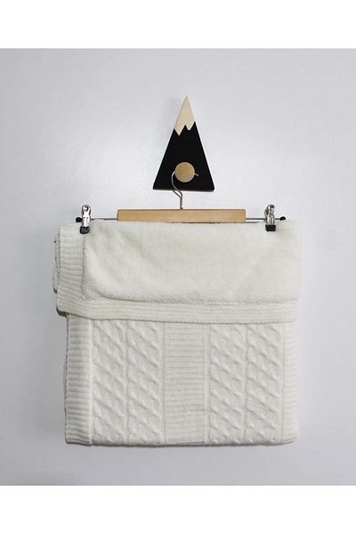 Miendy Welsoft Lined Organic Baby Knitwear Blanket (EKRU)
