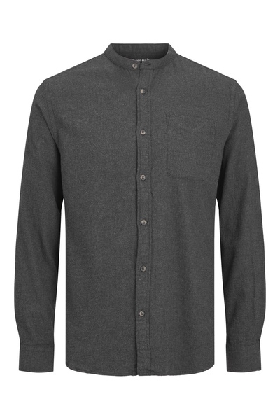 Jack & Jones Hemd BAND MELANGE Comfort Fit Langarmhemd mit Stehkragen und Brusttasche