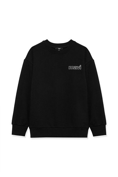 Mavi Logo Printed Black Sweatshirt 6s10034-900
