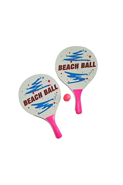 AVESSA Plaj Tenis Raket Seti ( 2 Raket 1 Top) Beyaz Pembe