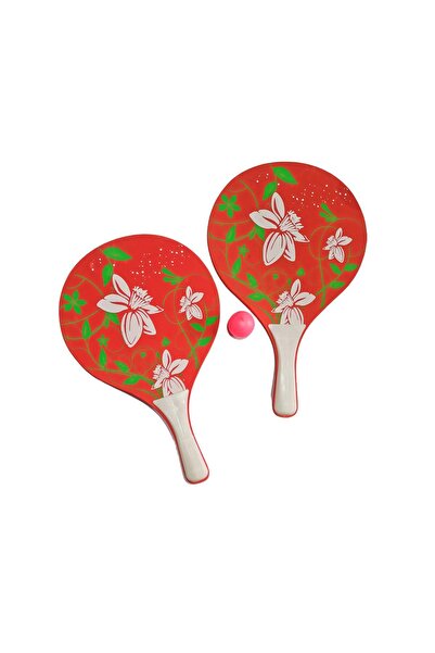 AVESSA Plaj Tenis Raket Seti ( 2 Raket 1 Top) Kırmızı Beyaz