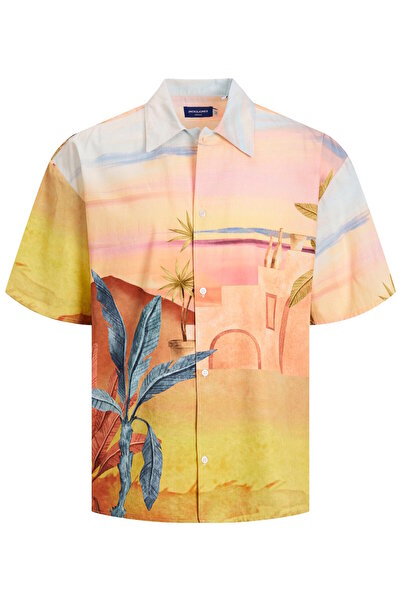 Jack & Jones Hemd Kurzarmhemd LANDSCAPE SHIRT mit Kentkragen, Knopfleiste und...