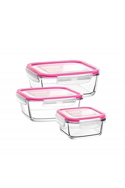 Benca Mutfak Brand: Lv-Frescos1 Fresco 3-Piece Glass Storage Container Set, Microwave Oven Compatible & Lock