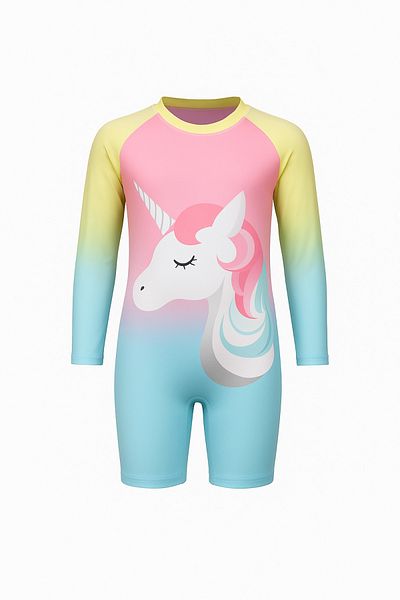Lolliboomkids Cute Characters Sunscreen Long Sleeve Hipster Model Zippered Swimsuit Bonnet