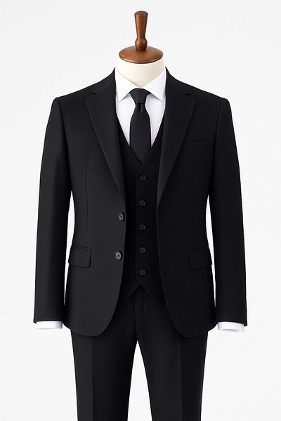 BYBEYEMS GİYİM Black Dobby Vest Suit