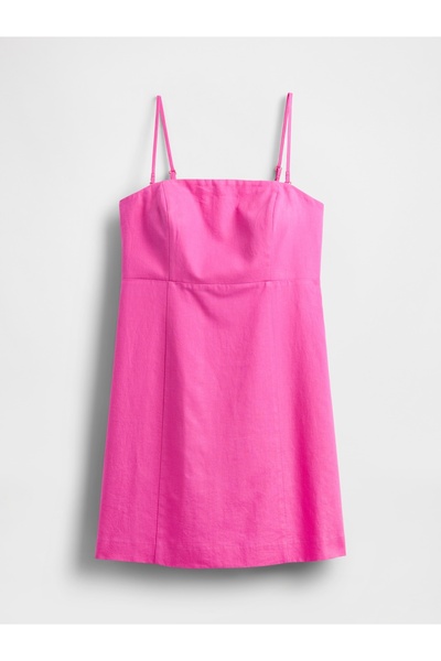 GAP Kadın Pembe Keten Karışımlı Mini Elbise