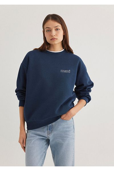 Mavi Logo Printed Navy Blue Sweatshirt 1611656-82454