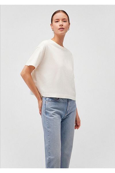 Mavi Λευκό μπλουζάκι με λαιμόκοψη Loose Fit / Loose Relaxed Fit 1611651 -80194