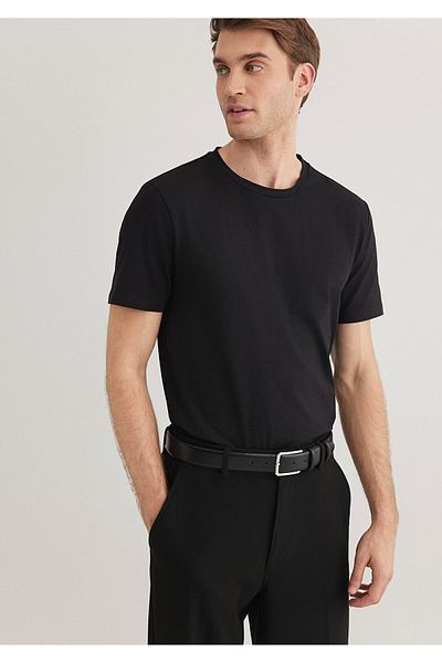 Mavi Black Stretch Basic T-Shirt - Fitted Cut061747-900