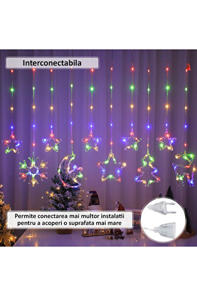 NEXTLY Curtain Christmas Installation, Interconnectable, RGB LED Lights, 8 Light Effects, 3