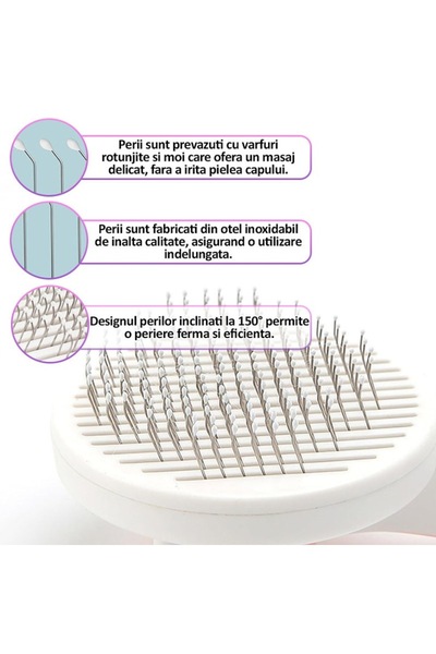 NEXTLY Perie Pentru Curatarea Si Indepartarea Parului De Pisica/caine , Buton Auto-curatare, Maner