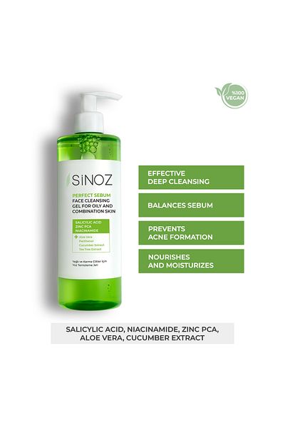 SİNOZ Gel de curățare a feței Perfect Sebum Balancing 400 ml pentru ten mixt gras