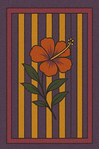 Rugs Modern Halı MOSSO Μωβ Κίτρινο Ρετρό Διακοσμητικό Χαλί με Λουλουδάτη Λεπτ...