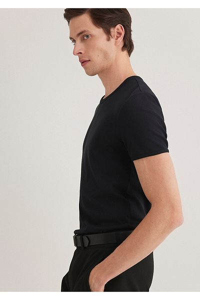 Mavi Μπλουζάκι Μαύρο Rib DetailedFitted - 063747 -900