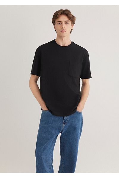 Mavi Μαύρο T-Shirt - Λεπτομέρειες τσέπης, χαλαρή εφαρμογή066248-900