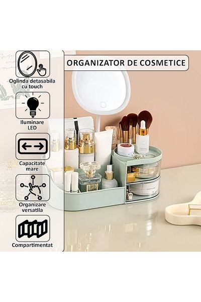 NEXTLY Organizator De Cosmetice, Bijuterii, Accesorii Si Alte Obiecte , Oglinda Detasabila