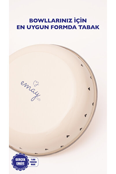 EMAYlab Black Cupid Enamel Bowl Plate - Bowl Bowl - Salad Bowl - Presentation Bowl 21cm