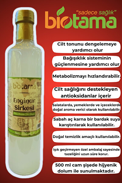 Biotama Enginar Sirkesi 500 ml | Doğal & Fermente | Karaciğer Dostu Bitkisel Sirke