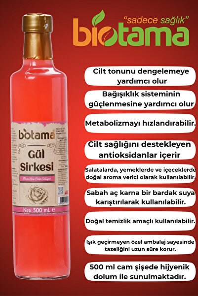 Biotama Doğal Gül Sirkesi 500 ml | Fermente & Katkısız