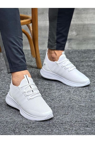 KANTEX Unisex Αθλητικά παπούτσια με κορδόνια από λευκό αναπνεύσιμο ύφασμα Poly Sole037