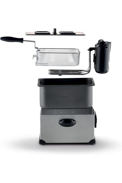 Kenwood Dfm50 3l Deep Fryer – 2000w Power, Stainless Steel Lid, Viewing Window – Silver/black