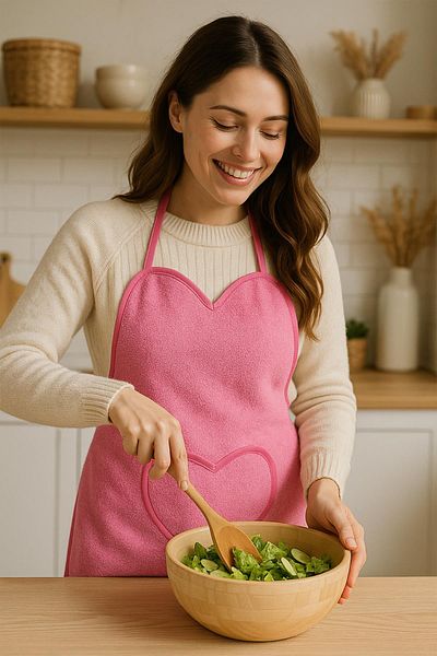 Ender Home مريلة مطبخ منشفة Amor Heart – مع حزام قابل للتعديل